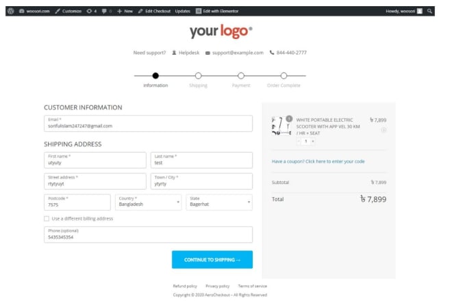 I will customize woocommerce checkout page multistep checkout page one page checkout