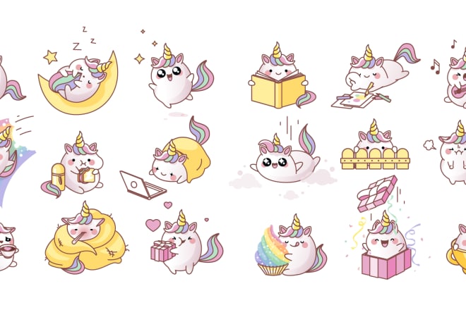 I will cute kawaii characters, emoji, stickers
