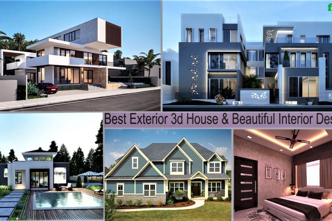 I will design 3d exterior house and home,interior,architectural realistic rendering