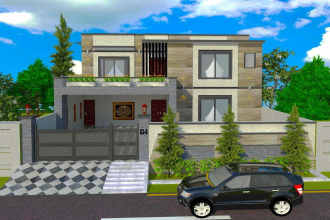 I will design 3d front elevation