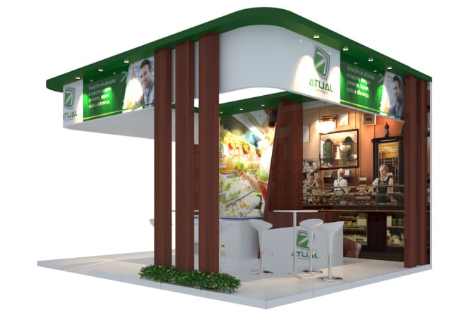 I will design a 3d trade show booth, stall, kiosk or expo stand