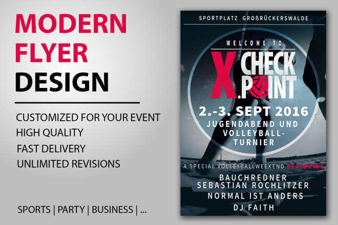 I will design a modern flyer or poster for your event