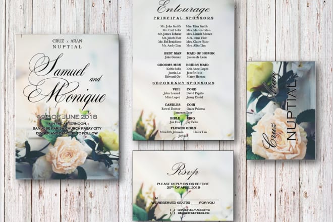 I will design a personalized wedding invitation package