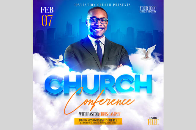 I will design a premium online church flyer or book launch