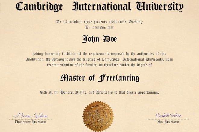 I will design a professional degree or certificate for you