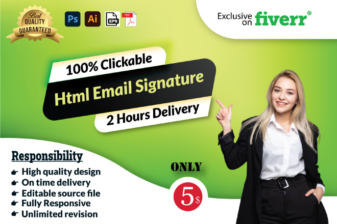 I will design a professional html email signature