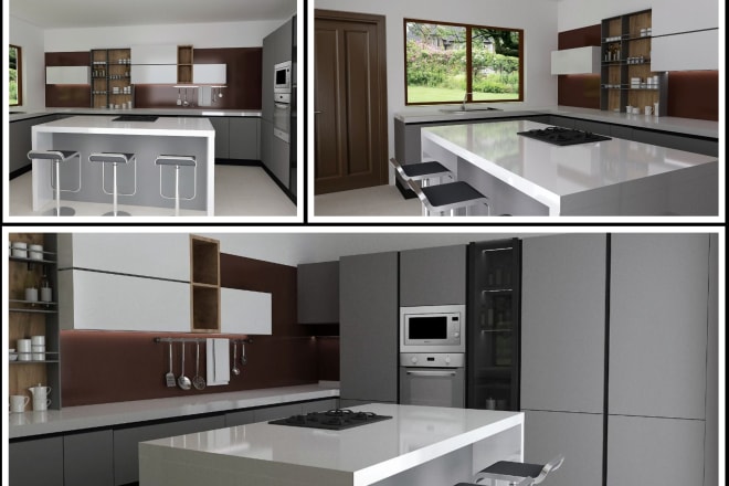 I will design and 3d realistic render kitchen for your house or residential