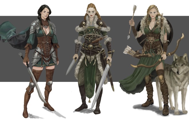 I will design and paint any character concept art, fantasy illustration, or dnd art