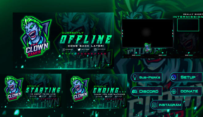 I will design animated twitch overlay, logo and graphics for stream gaming package