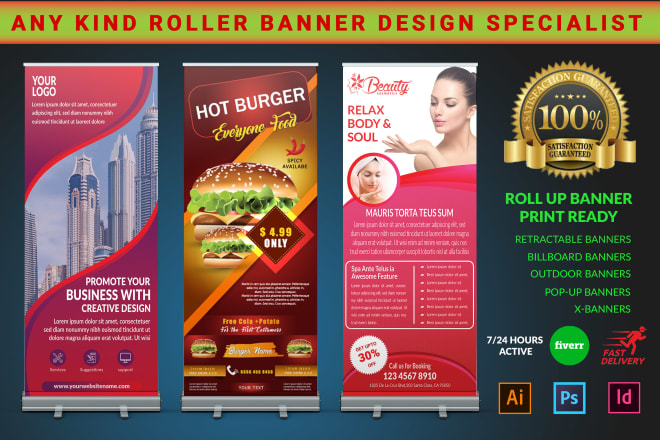 I will design any size roll up banner for your business with in 4 hours