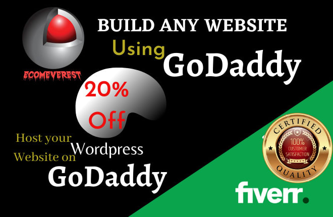 I will design any website on wordpress godaddy shopify wix sitebuilder squarespace duda