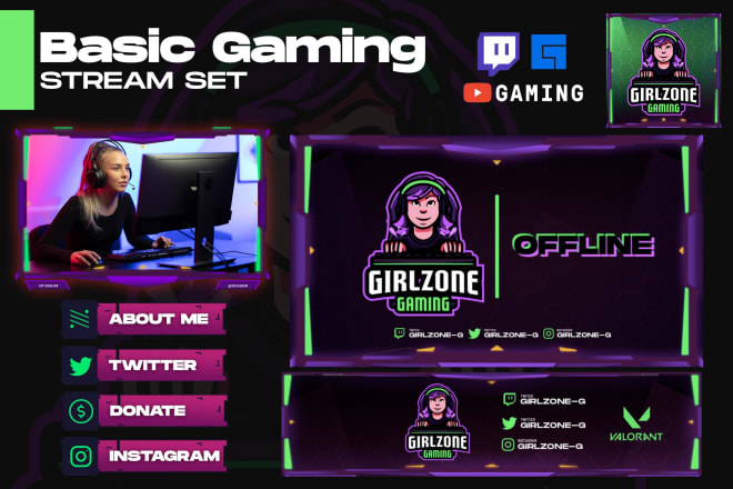 I will design basic gaming stream pack for twitch facebook gaming