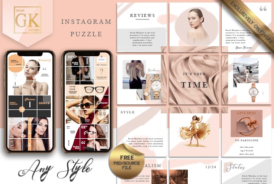 I will design beautiful instagram puzzle templates for you