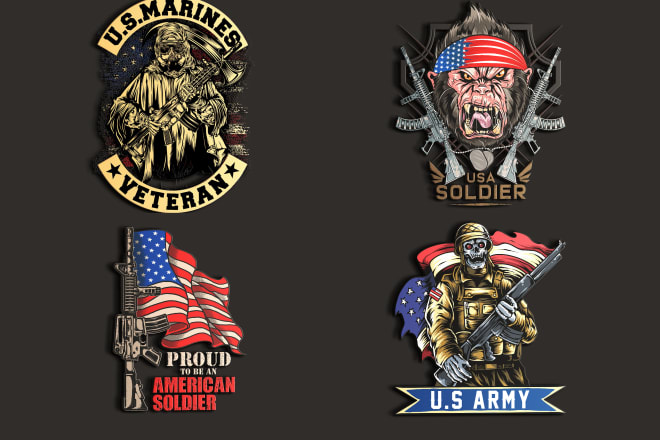 I will design best skull tactical, gun, army military, emblem logo