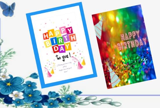 I will design birthday card and every event wishes cards