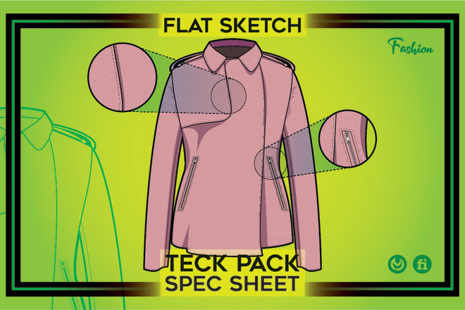 I will design clothing fashion flat sketch tech pack spec sheet