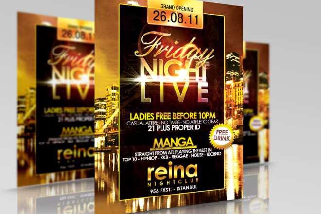 I will design club events flyers and posters just 10 hour