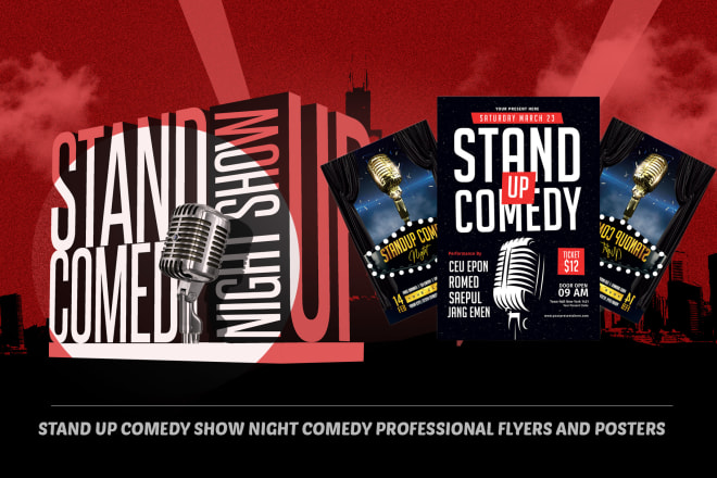 I will design comedy show stand up comedy comedy night flyers