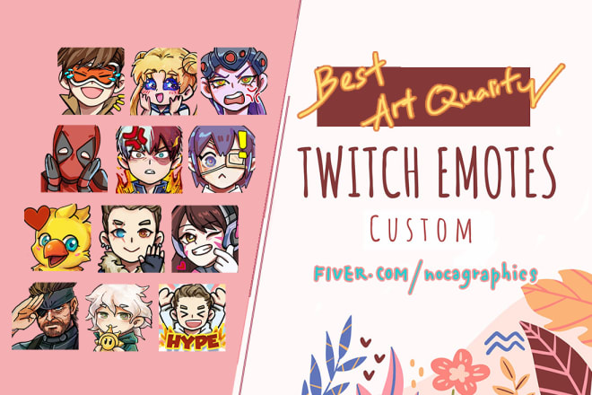 I will design cute custom character twitch emotes, badges in anime or chibi
