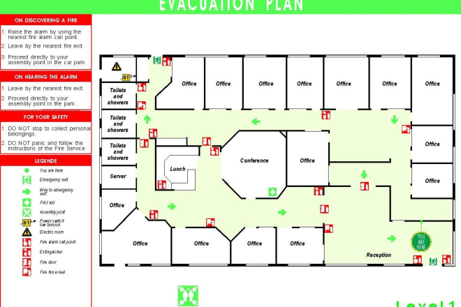 I will design evacuation plan, exit plan, escape plan,
