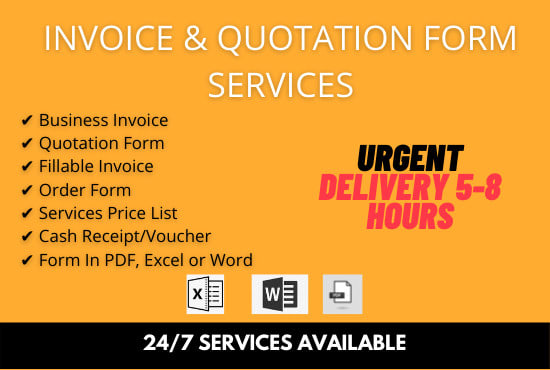 I will design fillable invoice, quotation form, and sale invoices