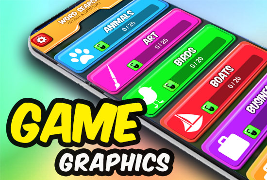 I will design game graphics and ui design for you