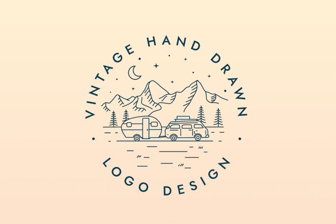 I will design hand drawn vintage logo design