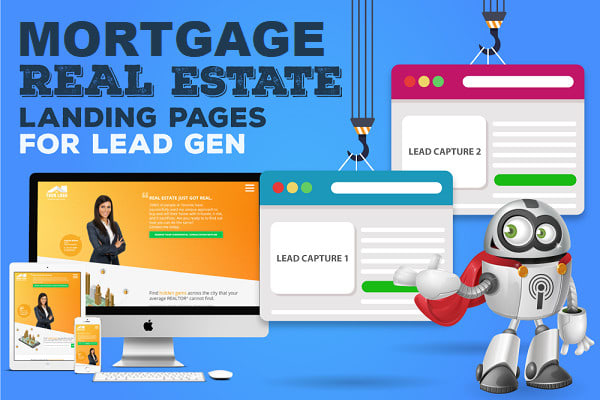 I will design highly converting lead capture mortgage real estate website landing pages