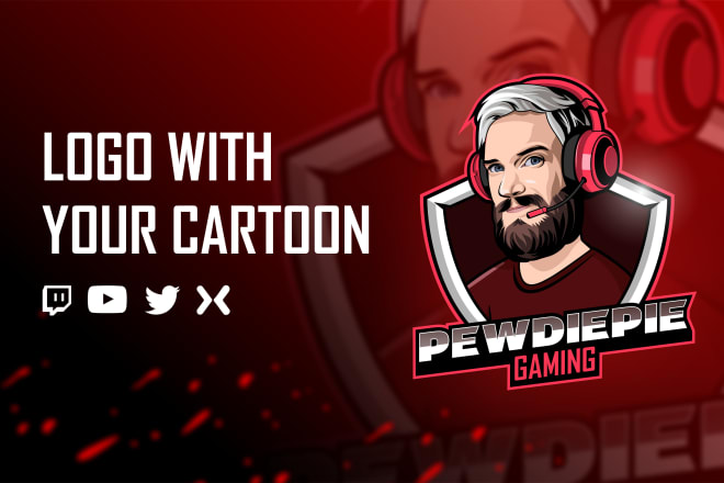 I will design logo for gaming, twitch, youtube with your cartoon
