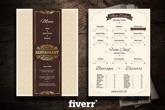 I will design menu card for restaurants