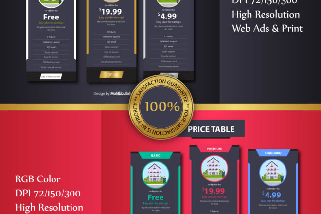 I will design modern, price list, pricing table etc