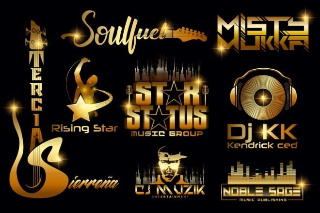 I will design music dj rock and typography band logo