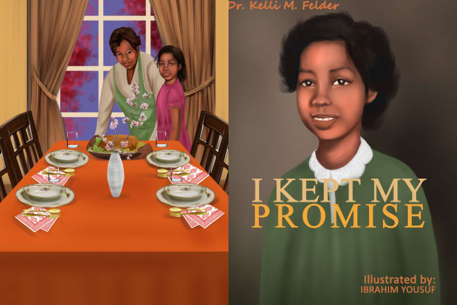 I will design or illustrate african american childrens book illustration or cover