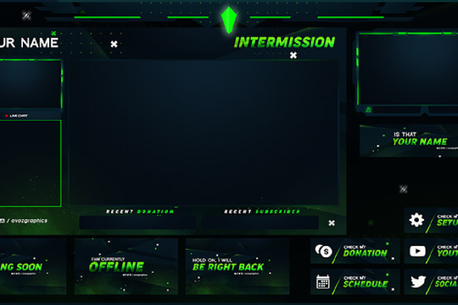 I will design panel, overlays, screen, emotes and badges