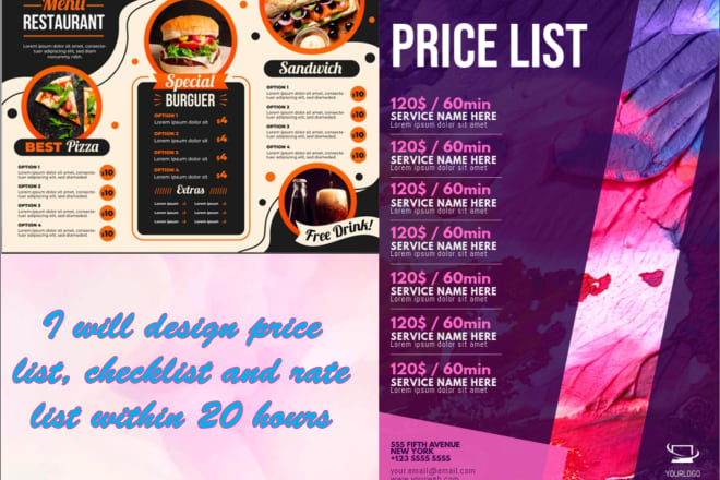 I will design price list, checklist and rate list within 8 hours