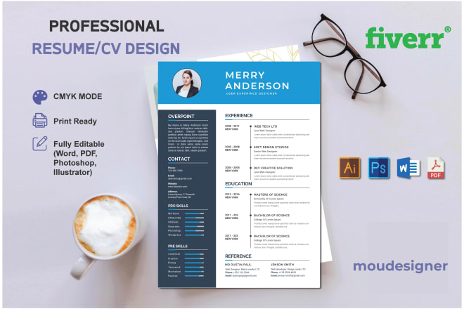 I will design professional cv resume and cover letter templates