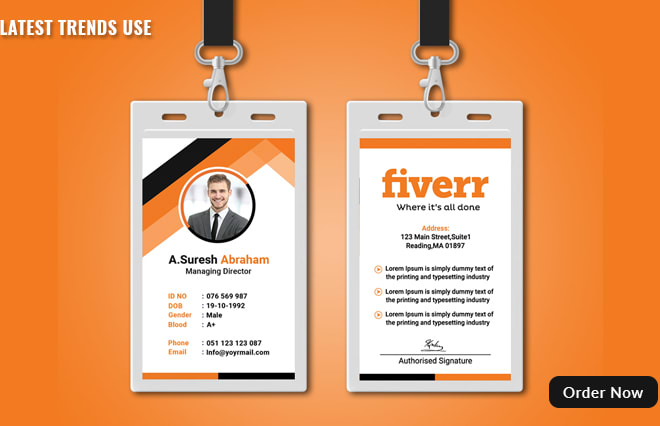 I will design professional id card,student id card, and color lanyards within 12 hour