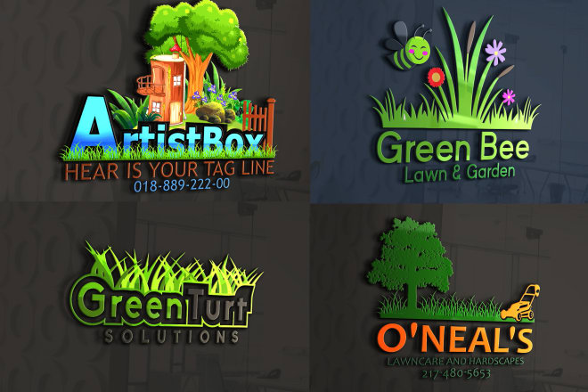 I will design professional landscape and lawn care service logo