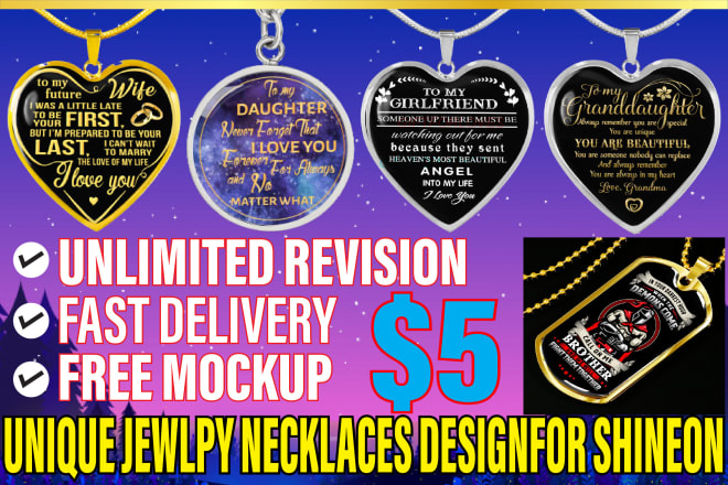 I will design profitable shineon, gearbubble message card, necklaces, pendant, dog tags