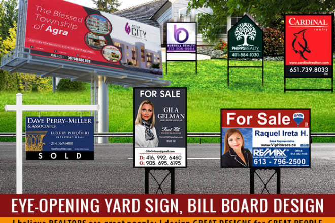 I will design real estate yard sign, signboard, billboard, signage, banner