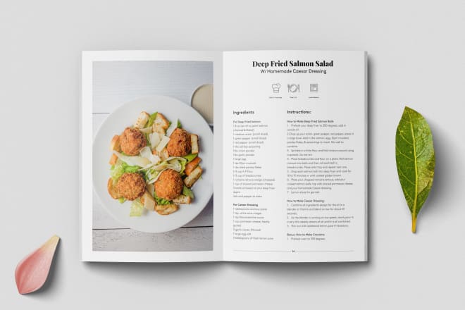 I will design recipes for cookbook, recipes book, menu, diet plan