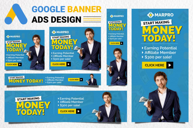 I will design responsive top 10 sizes google banner ads