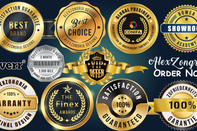 I will design seal logo, reward, gold badges, stamp, chrome metallic designs