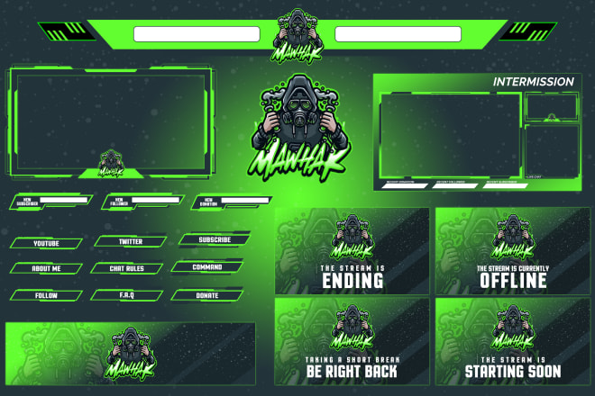 I will design twitch and mixer overlay and mascot logo for streamer