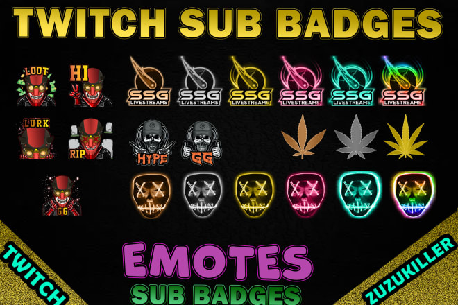 I will design twitch emotes, sub badges, twitch sub badges