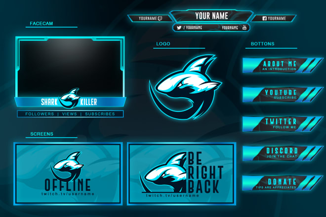 I will design twitch or mixer overlay and mascot logo for streamers