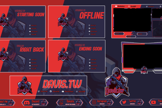 I will design twitch overlays, screens, panels and more