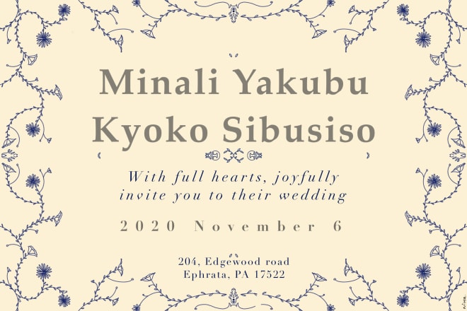 I will design your wedding invitation with personalized detailing