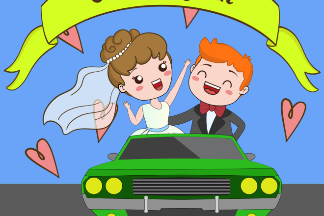 I will desing awesome wedding invitation card caricature