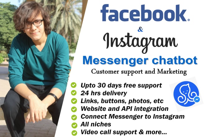 I will develop facebook messenger chatbot for business